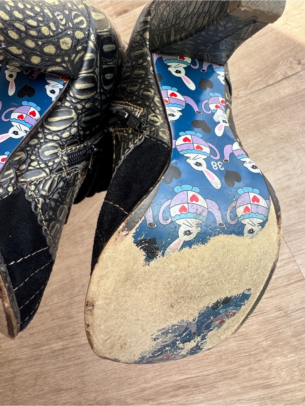 Irregular Choice Miaow Ankle Heeled Booties Black 38 WitchyCore Cat Lovers Witch - Picture 12 of 14